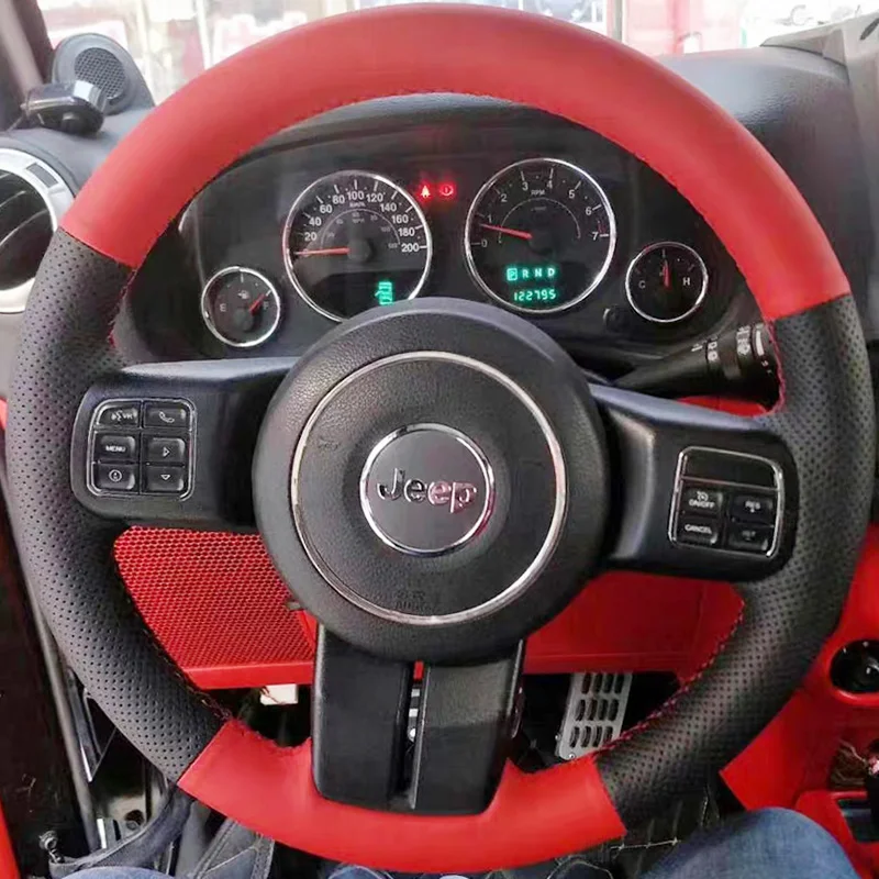 

Индивидуально для Jeep Wrangler Compass чехол рулевого колеса автомобиля 2012 2013 2014, Кожаная оплетка