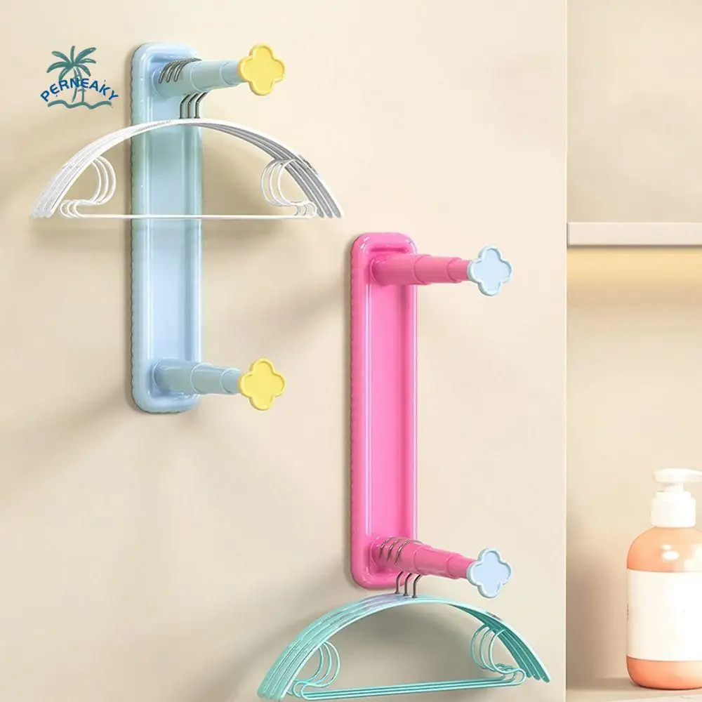 

Plastic Retractable Clothes Hanger Wall Mounted Space Saving Balcony Hanging Rack Punch-free Balcony Hanger Organizer for Home