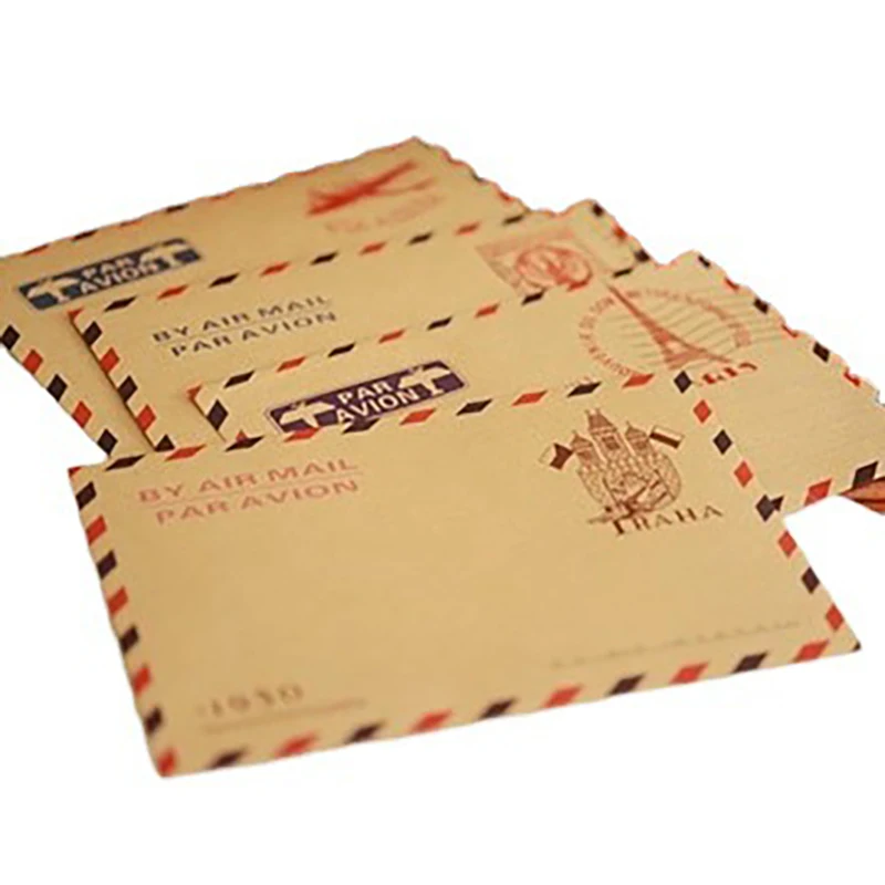 Vintage Kraft Paper Postmark Envelope Four Styles Randomly Shipped Large Storage Envelope Envelopes for Letters