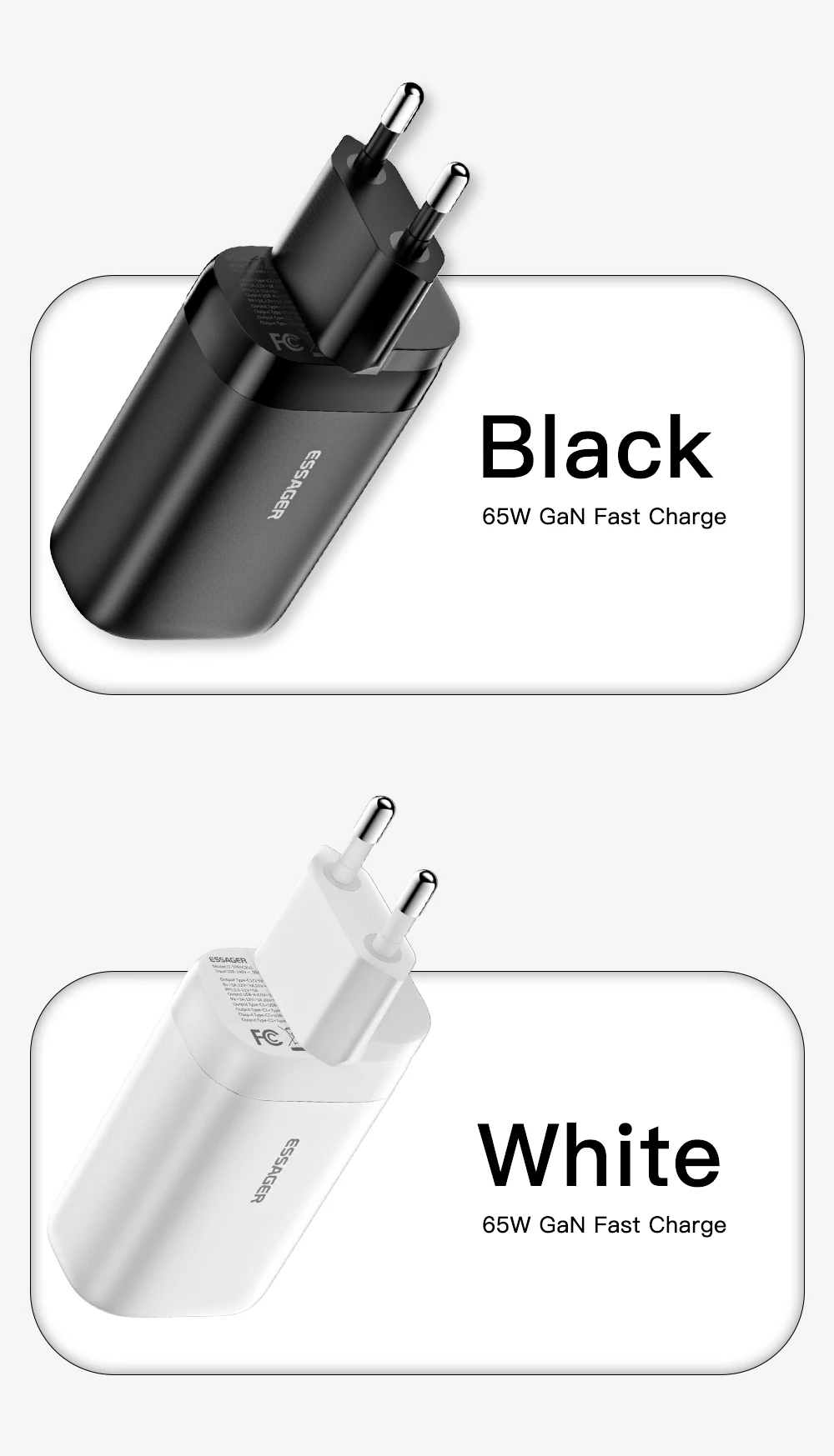 Essager USB Type C Charger 65W GaN QC3.0 PD3.0 For iphone 14 13 12 Pro Max Xiaomi Mobile Cell Phones Fast Charge Charger EU Plug