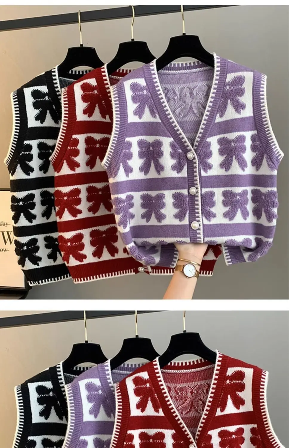 2023 Nowy dzianinowy sweter damski Tank Top Flower Sweter Tank Top Kamizelka dla kobiet Sweter oversize Świąteczny sweter Kamizelka Tops