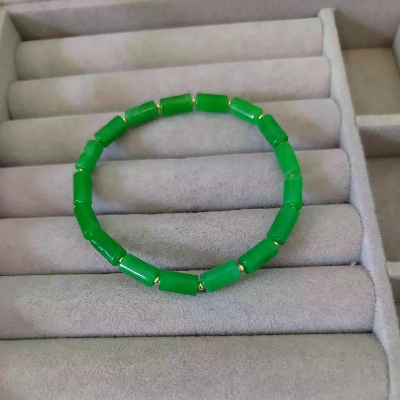 Dry Green Barrel Bead Bracelet for Women, Jade Bracelet, Jadeite Color Bracelet, Direct Source Wholesale