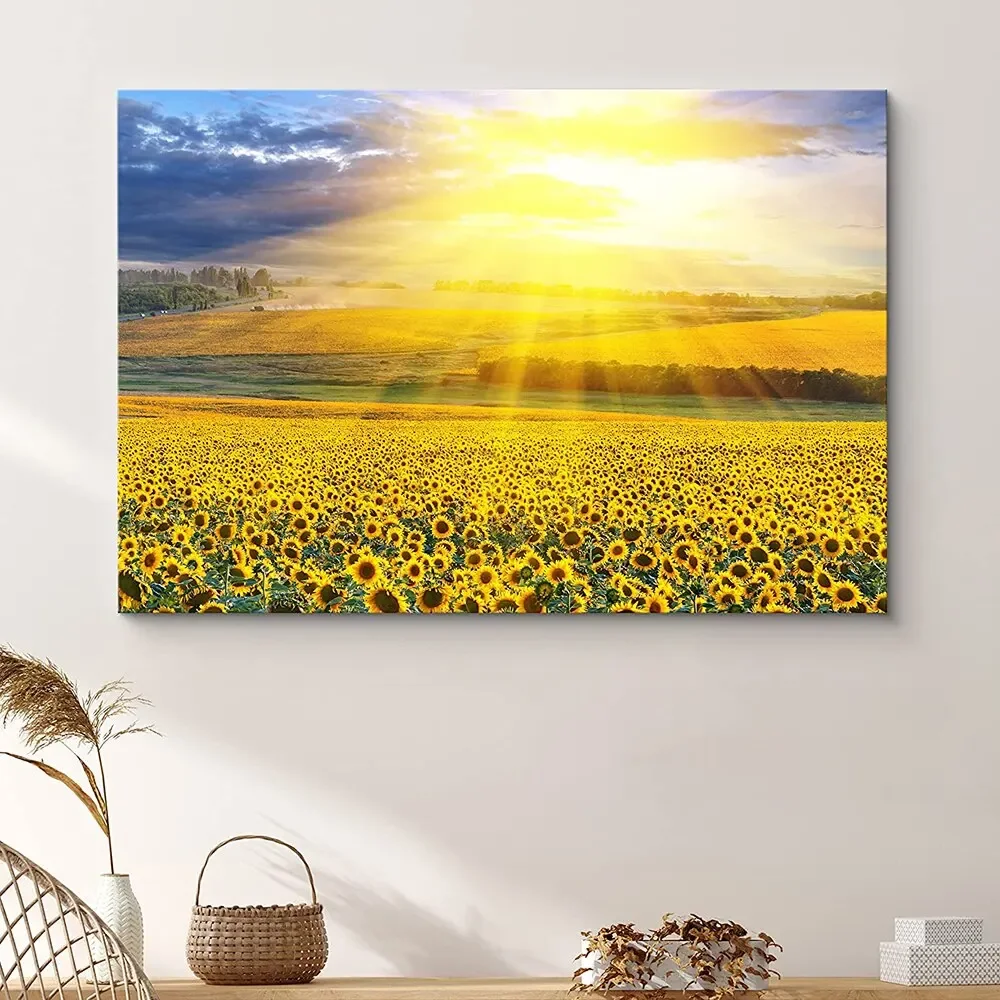 Sunflower Canvas Print  Radiant Floral Wall Art Photography for Living Room Decor Modern Botanical Poster