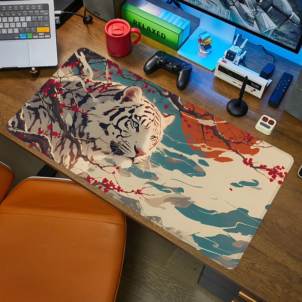 White tiger under the sun Mouse Pad Xxl Gaming Large Desk Mat Computer Keyboard Mousepad 900x400 Pc Accessories Mouse Mats