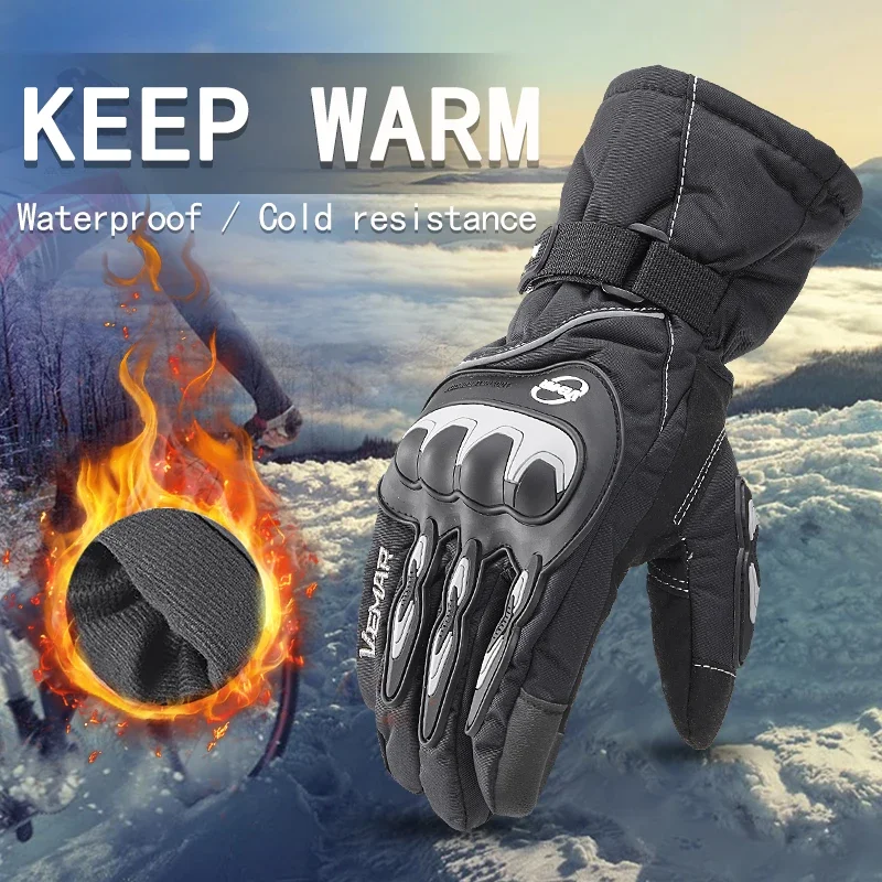 

Men Women VEMAR New Winter Warm Motorcycle Thick Gloves Outdoor Sport Guantes Bike Scooter Riding Waterproof Motorbiker Gloves