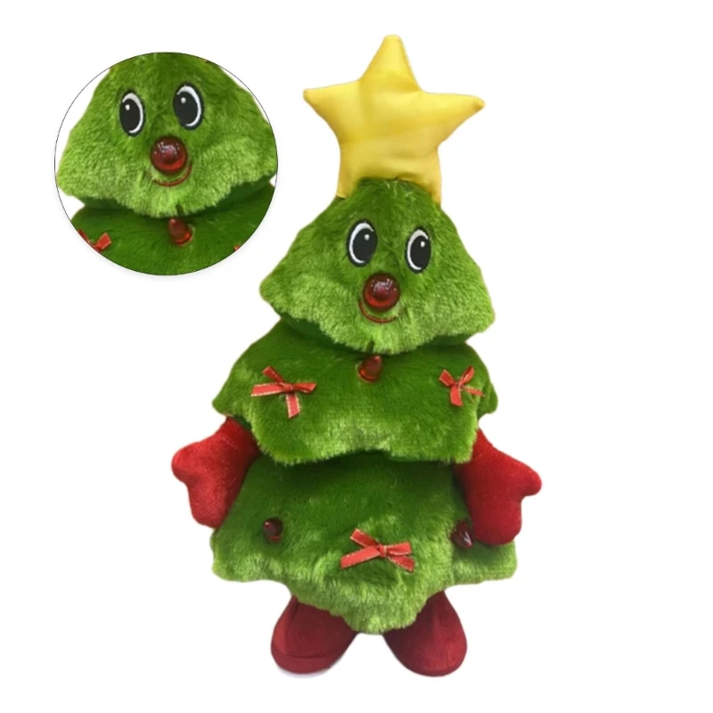 Electronic Toy Music Light Singing Light up Christmas Tree Interactive Singing Plush Toy for Children Christmas Gifts