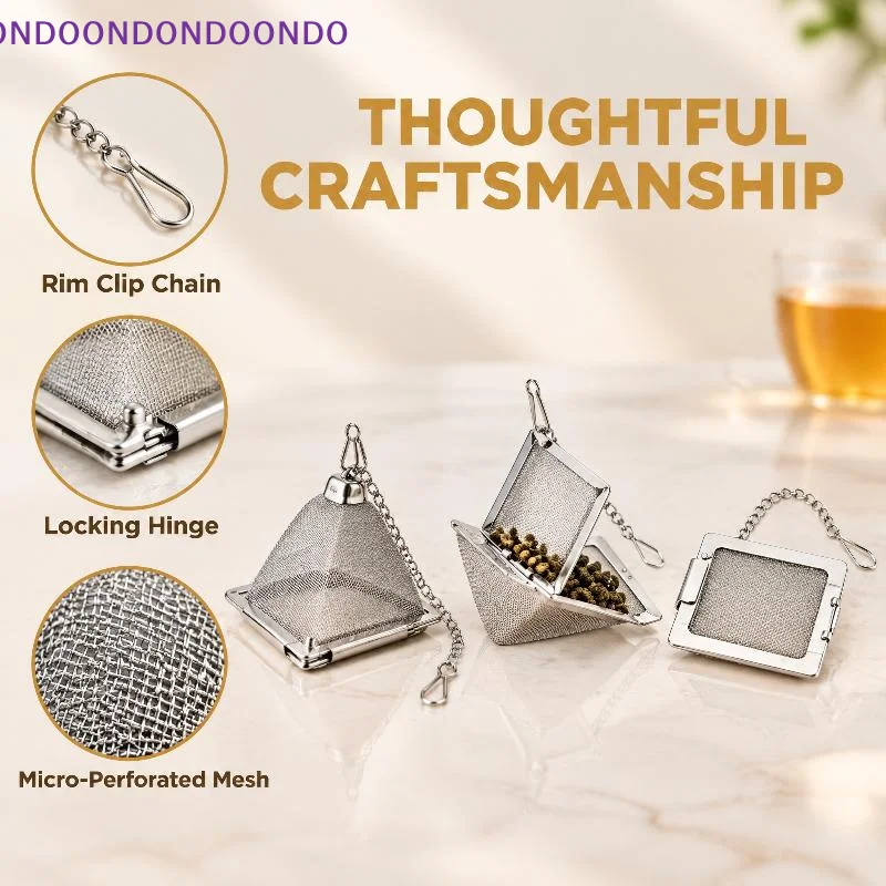 Portable Stainless Steel Pyramid Tea Infuser Ultra Fine Mesh Filter Ideal Gift for Home Office Tea Connoisseurs