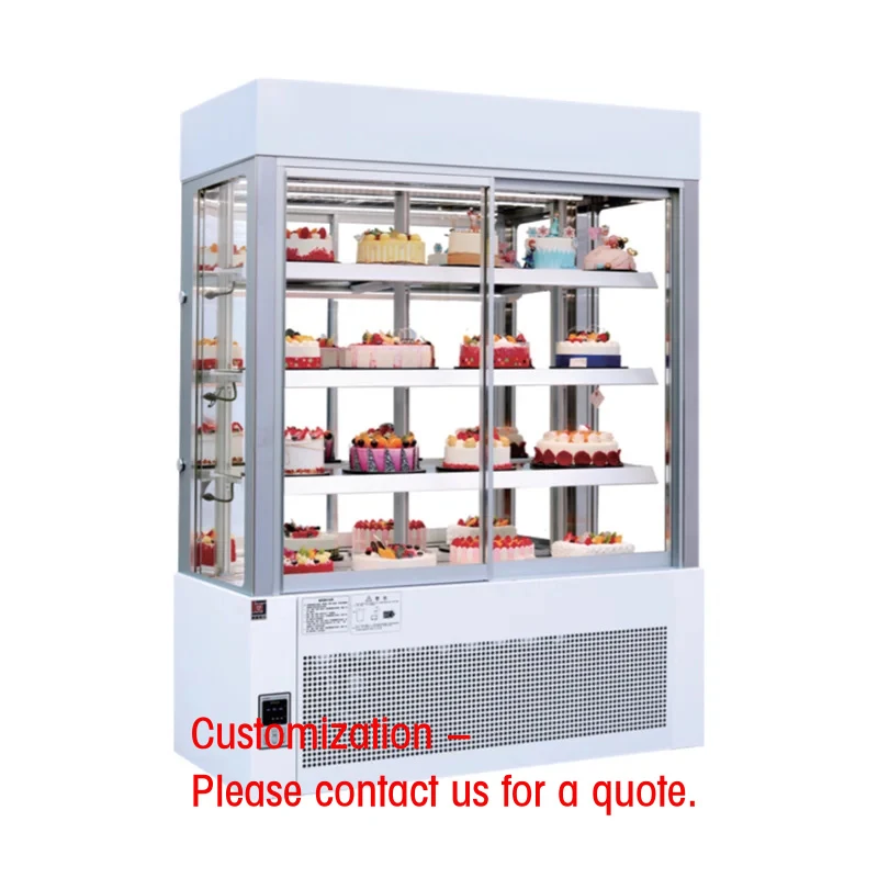 custom.Upright Front Sliding Door Marble Cake Display Refrigerator | Commercial Chilled Showcase Bakery and Dessert Shop