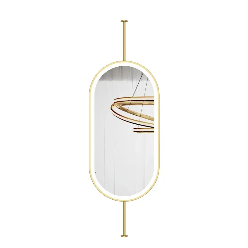 Design Gold Mirror Bathroom Metal Frame Wall Mount Mirror Oval Creative Led Espejos Decorativos Home Decoration Accessories