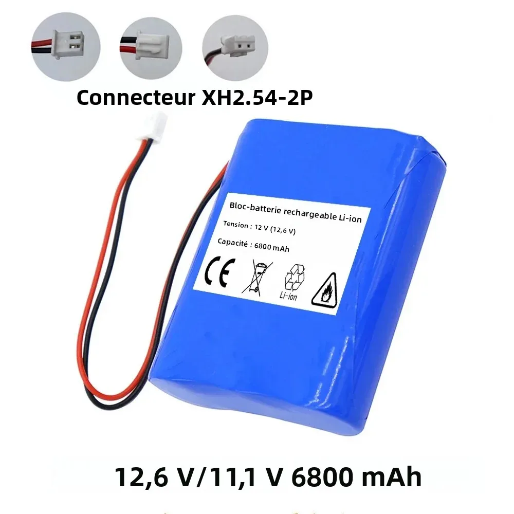 Batterie lithium-ion rechargeable 11,1 V/12,6 V 6800 mAh 3S1P 18650 avec PCB et connecteur