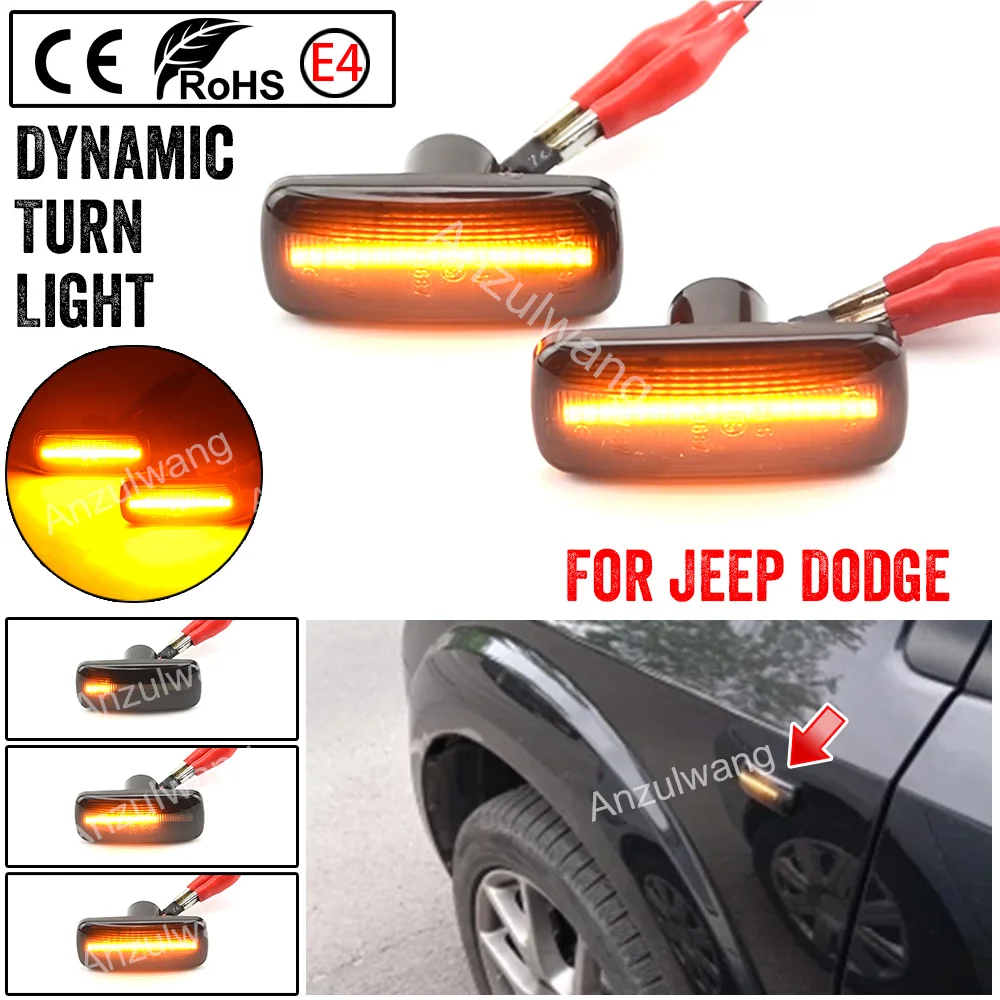 

2Pcs Amber Turn Signal Light Dynamic LED Side Marker Lamp For Jeep compass Grand Cherokee Chrysler 200 300C Dodge Avenger Lancia