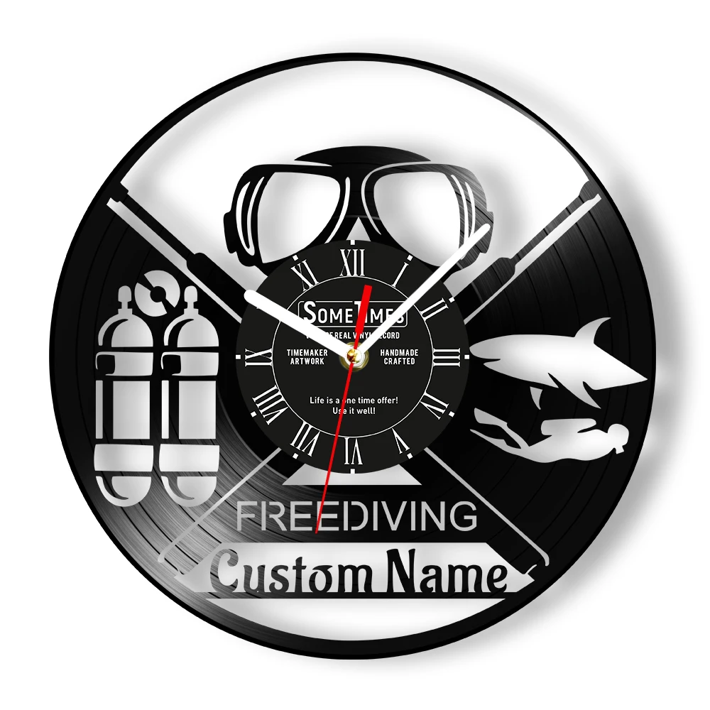 Настенные часы с виниловой пластиной для подводного плавания, для экстремального спорта, дайвинга, домашний декор, индивидуальный подарок для дайвинга