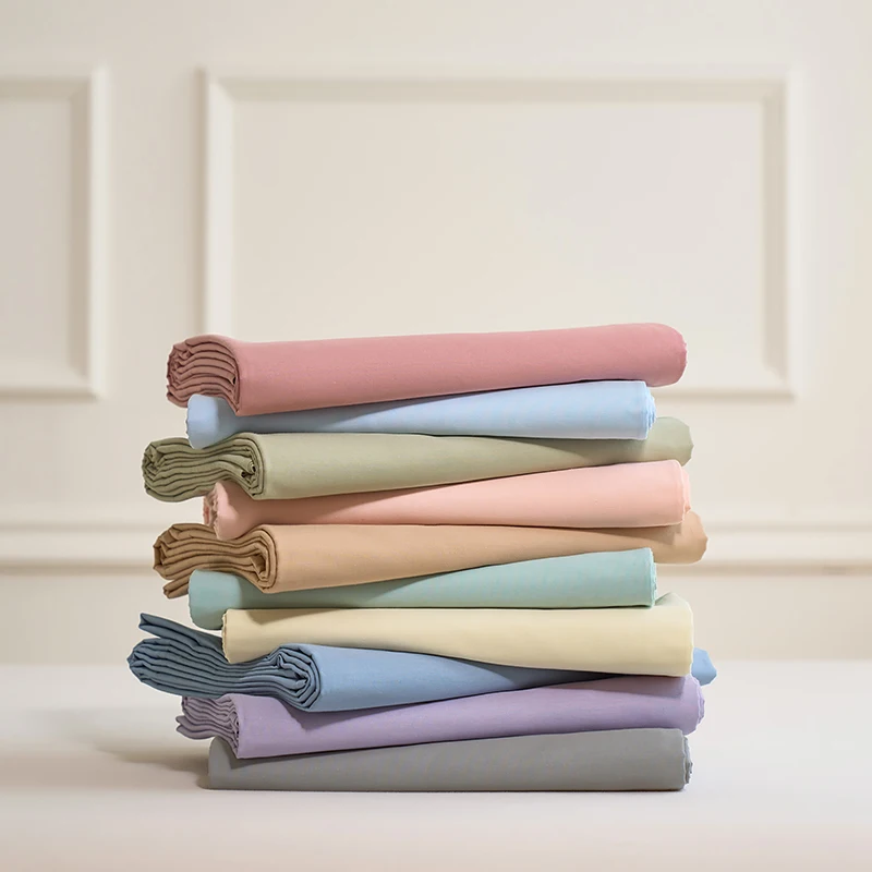 Drap plat 100% coton de haute qualité, couleur unie, drap de lit confortable pour la maison et l'hôtel