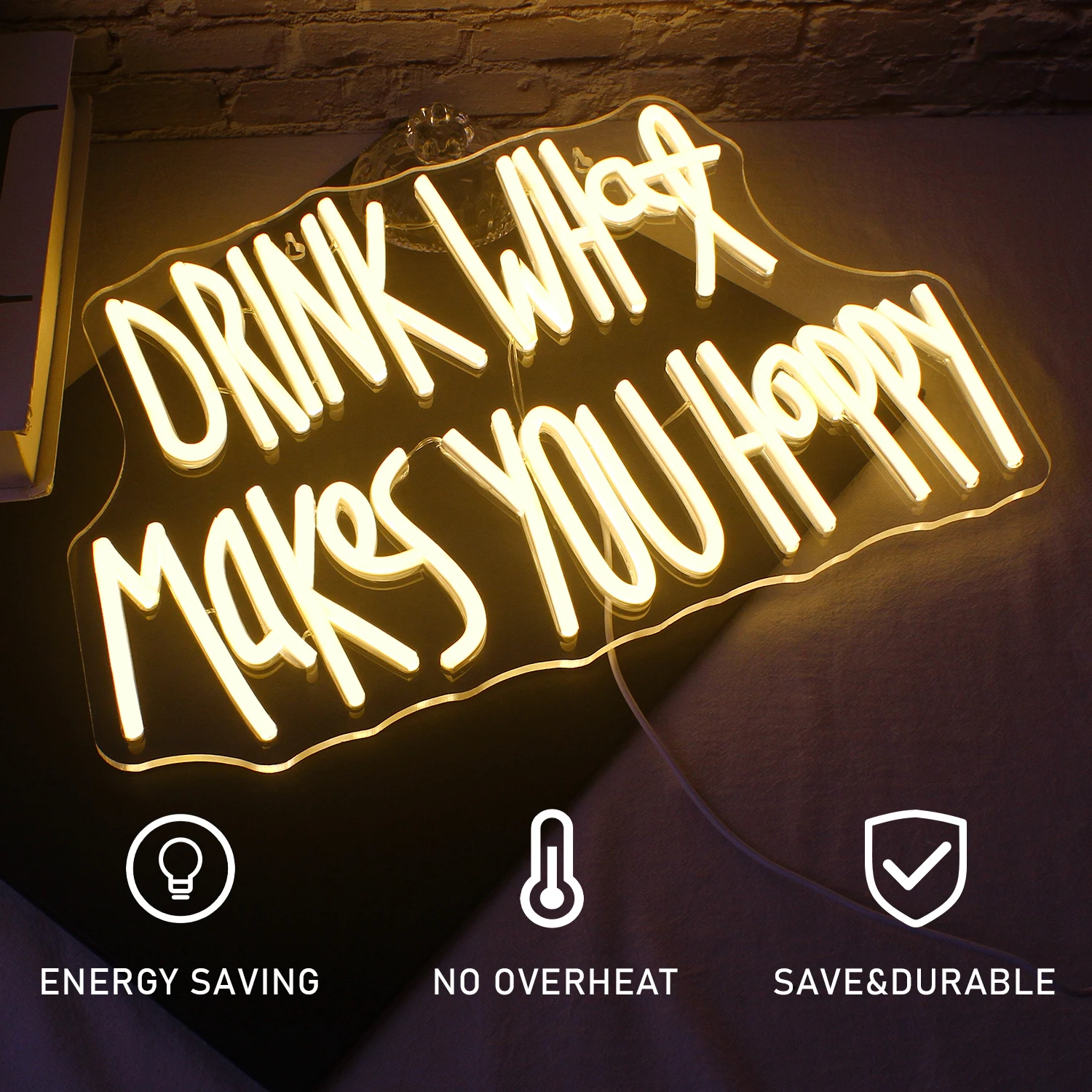 Drink Wat Je Gelukkig Maakt Neon Bord Voor Muur Decor Bar Licht Borden Bier Koffieclub Man Grot Bruiloft Verjaardagsfeestje Decor