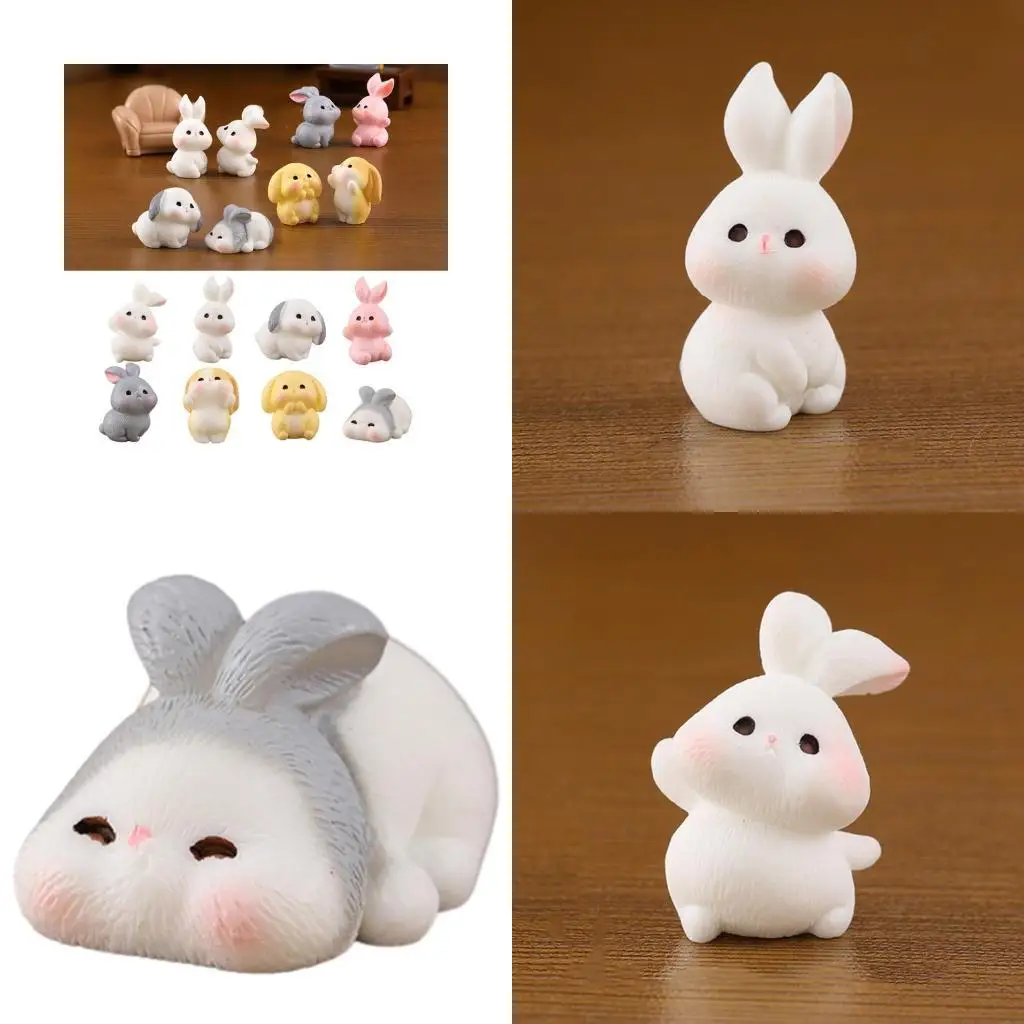 

G6KF Easter Rabbit Resin Miniatures Animal Figurine for Festive Decoration