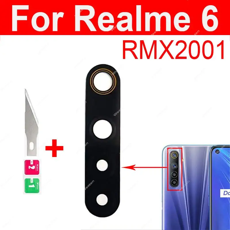 Realme 6 Pro 7 Pro 6S 6i 7i 후면 메인 카메라 렌즈 유리, 스티커 교체 포함