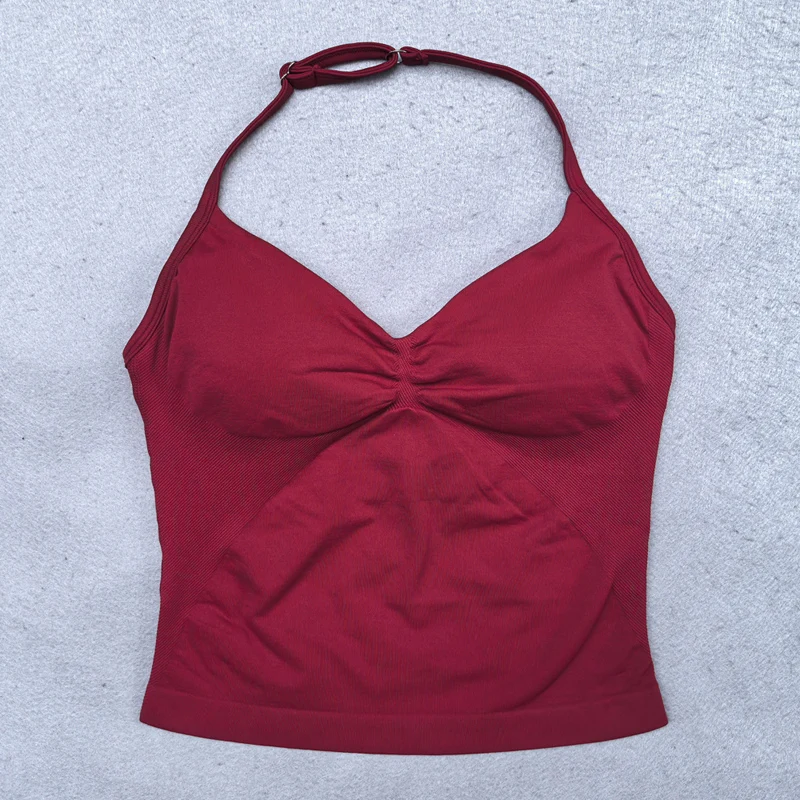 Verstellbares Träger-Gymnastik-Top, rückenfrei, Fitnessstudio-Kleidung, Damen, Scrunch-BH, abnehmbare Körbchen, Yoga-Tank, Workout-Outfits, Tops, Sportweste – Detail 5