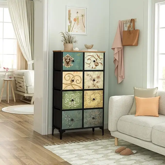 Hand-painted side tables, unique vintage design lockers, bedroom/living room/office creative furniture decoration