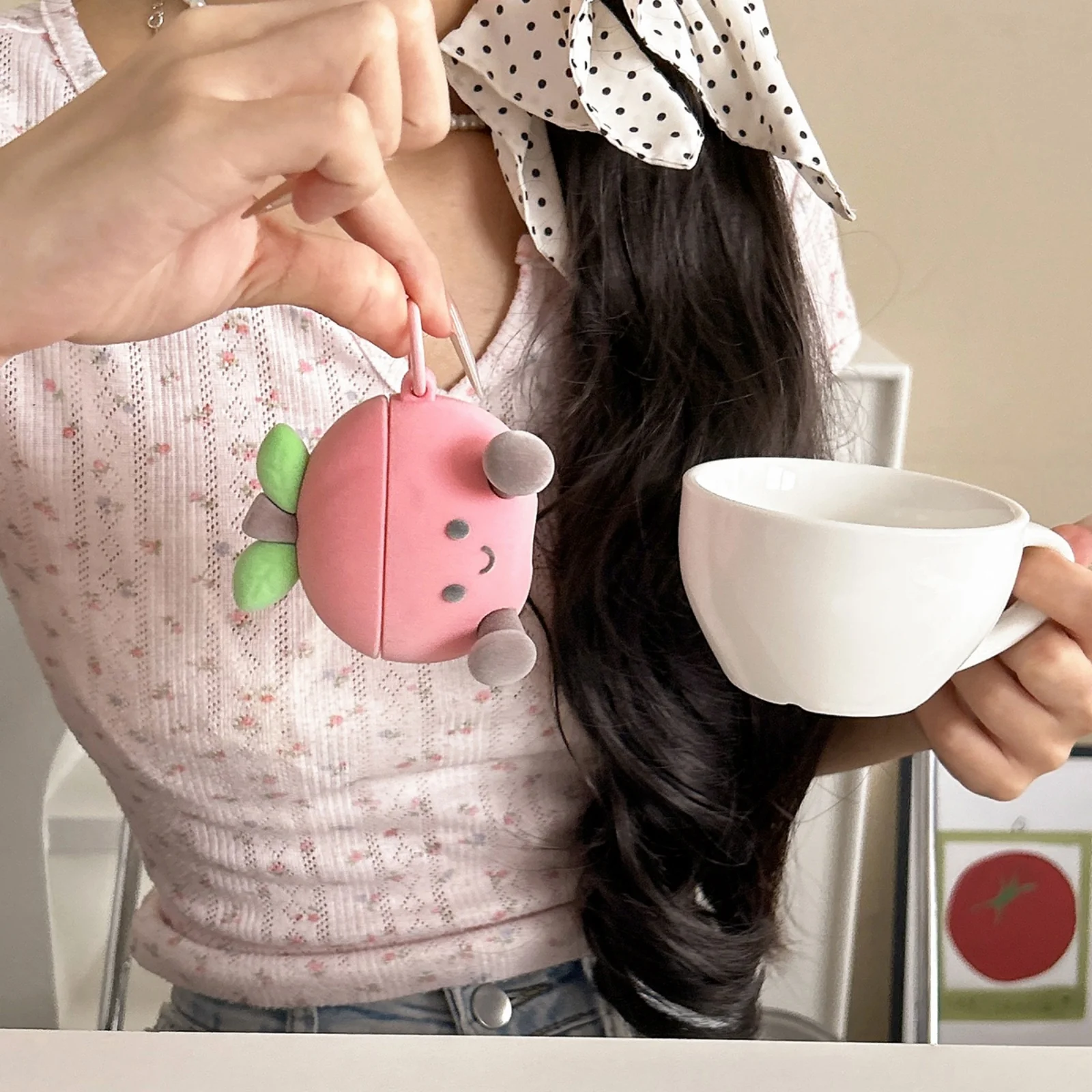 

Чехол для наушников Airpods4 3 2 1 Pro, силиконовый милый розовый персиковый защитный ремешок для наушников, противоударный мягкий чехол против падения