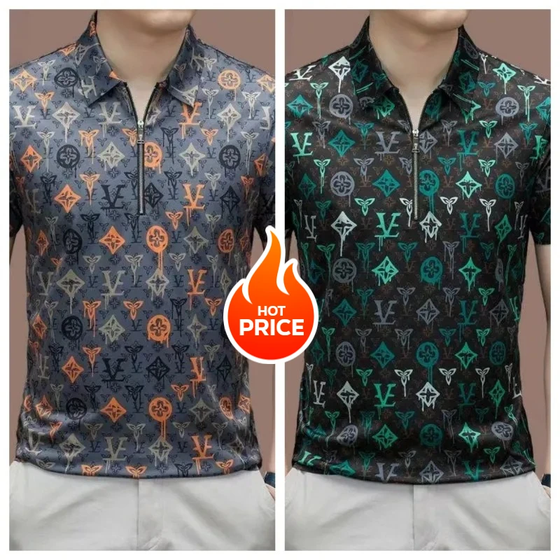 

New Short Sleeve POLO Shirt 3D Fashion Trend Business Summer Hot Sale New 2025 with Zipper High Quality Europe and America