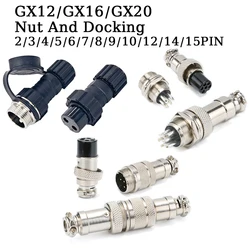 5/10/20Set GX12 GX16 GX20 Aviation Connector 2 3 4 5 6 7 8 9 10 12 14 15 Pin Male Female Nut&Docking Cable Aviator Plug Socket