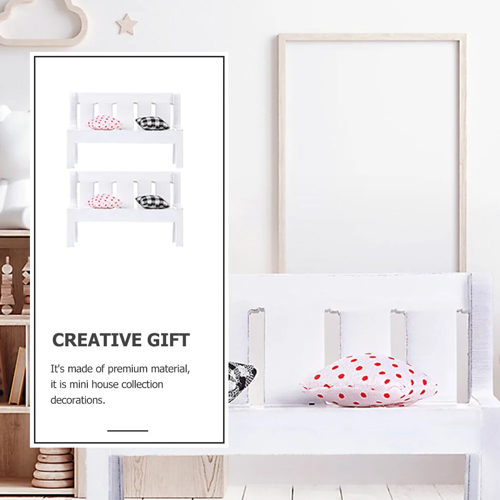 

2 Sets Mini Furniture Bench Model House Park Decor Wooden Decorative Miniature