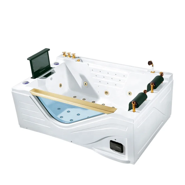 Acrylic Whirlpool Spa Portable Rectangular Bathtub With Soaking Function Modern Apron Installation For Apartment Hotel Villa Use