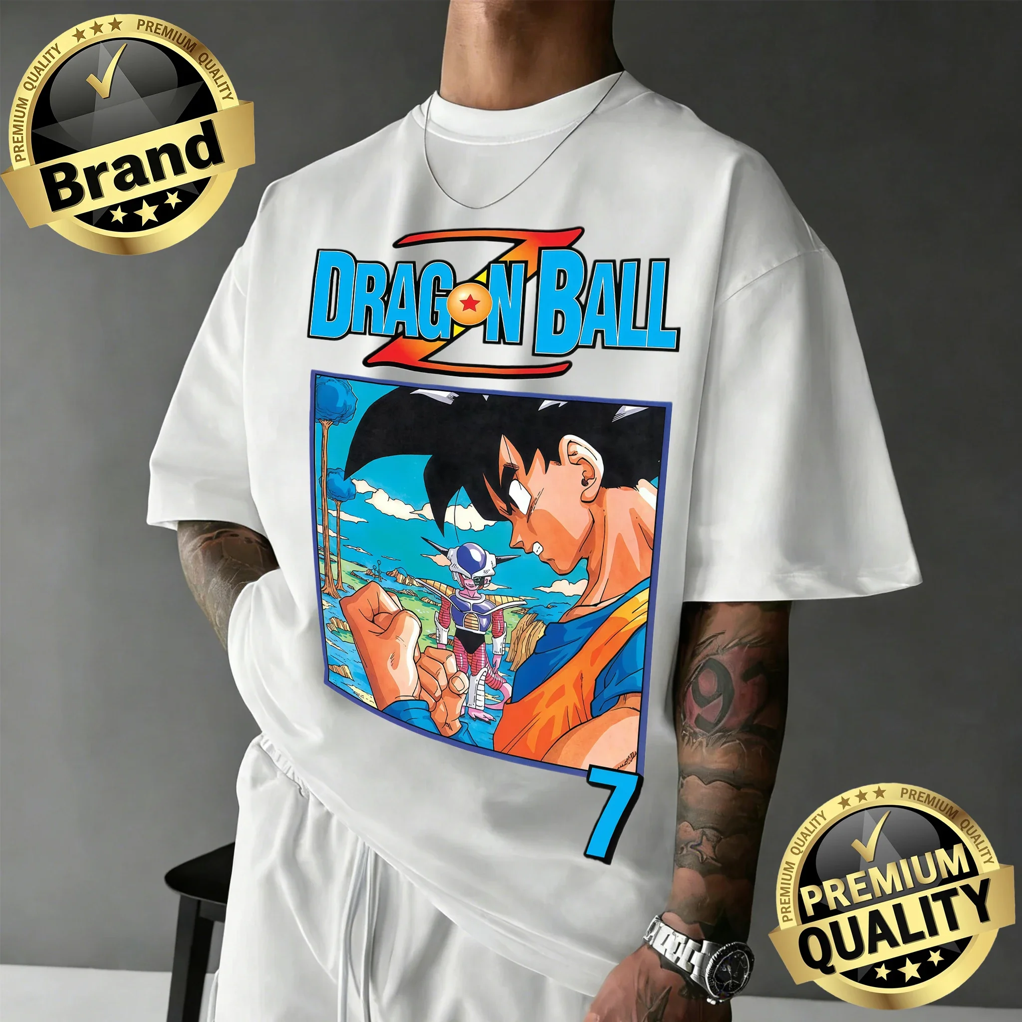 

Летняя футболка унисекс «Драгон Болл: Встреча с Фризой», белая, оверсайз, повседневная, хлопковая, аниме, свободный крой, премиум-качество