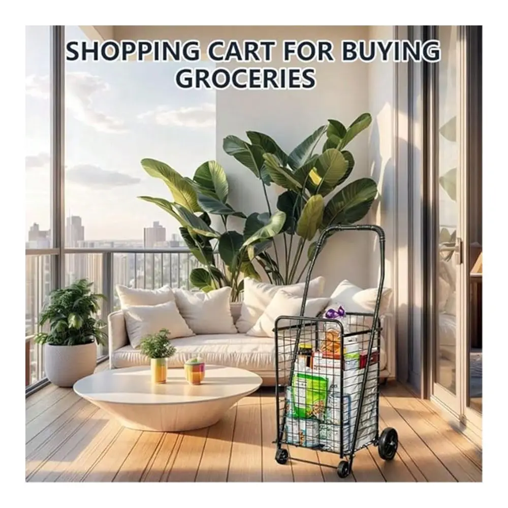 

Swivel Wheels, Large Capacity Grocery Trolley With Foam Armrests, HeavyDuty Utility Cart For Grocery, Laundry, Camping, Up To 9