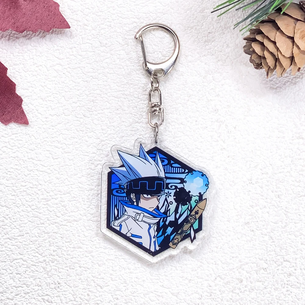 6Pcs Anime Figures Shaman King Car Keychain Accessories Acrylic Cute Charms Pendant For Bag Funny Key Holder Backpack Decoration