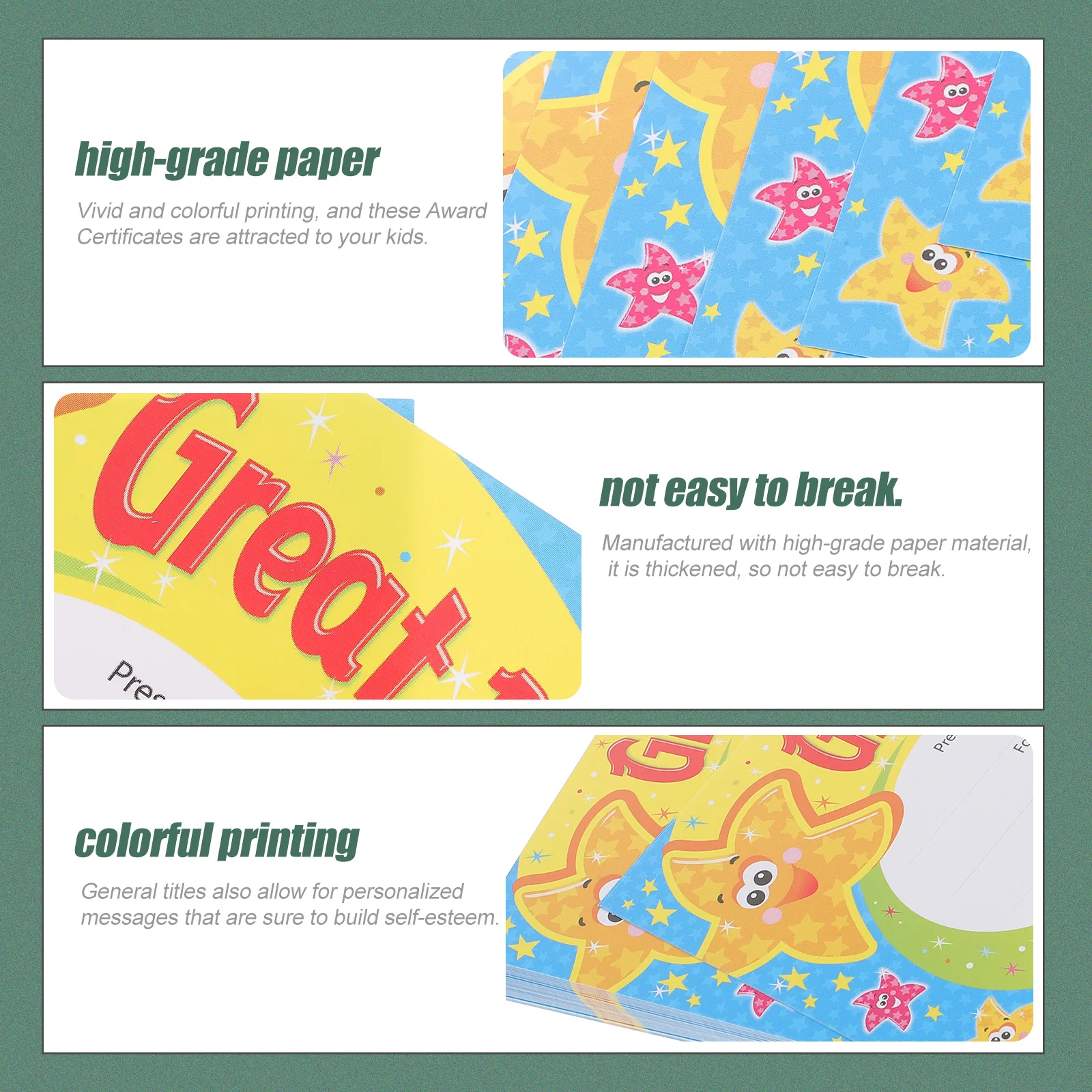 

100 Sheets Award Certificates Cartoon Design Certificate of Completion for Self-Esteem Building Printable Reward