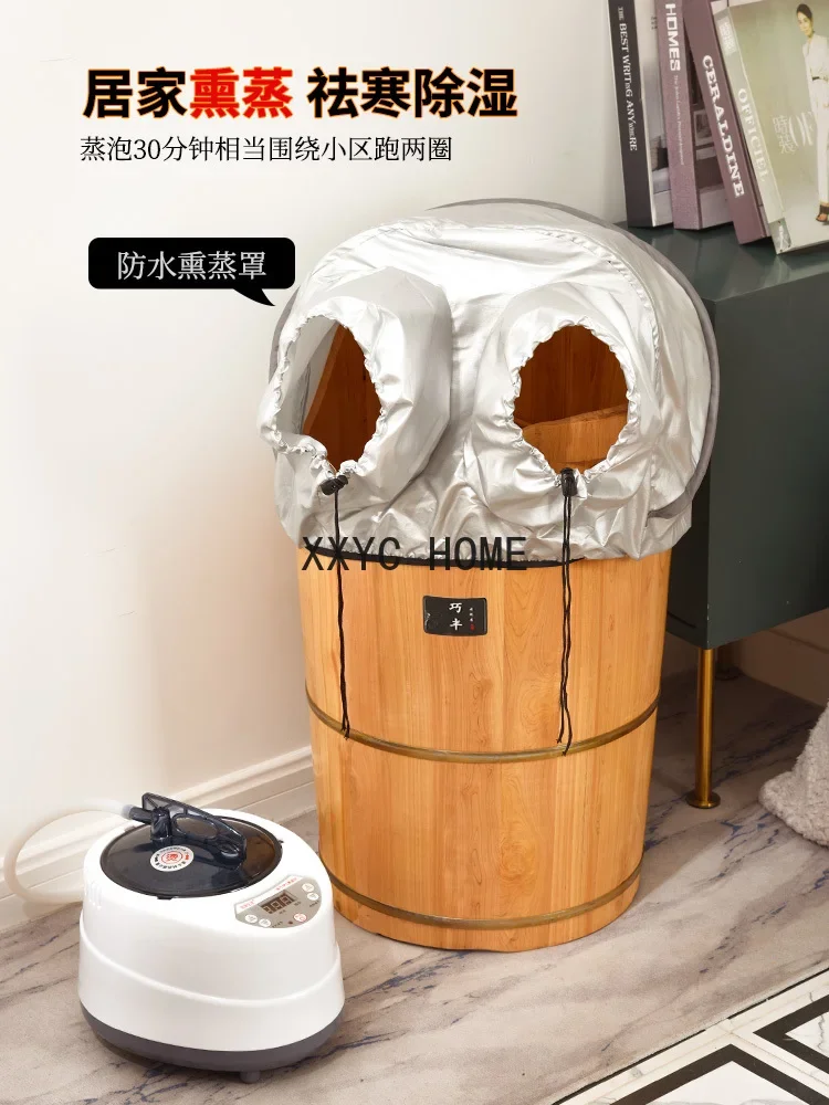 Hot leg and knee high and deep household solid wood foot washing and steaming bucket