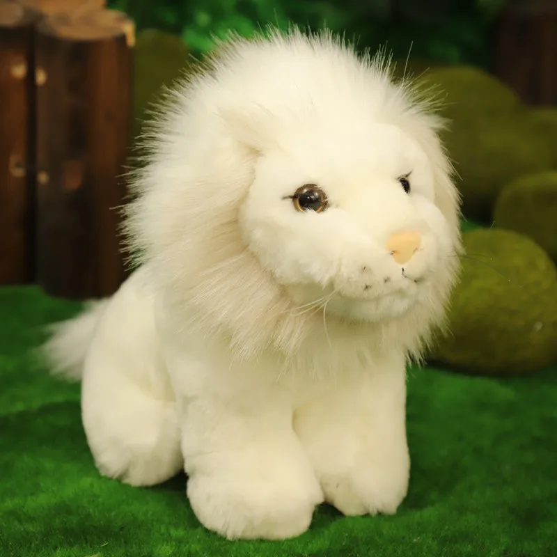 small cute real life high quality lion toy plush white lion doll gift