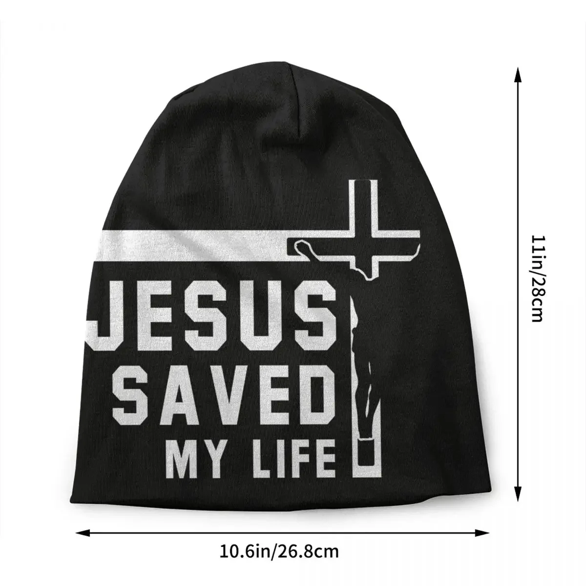 Jesus Saved My Life Skullies Beanies Caps Unisex Trend Winter Warm Knit Hat Adult Christ Religion Christian Cross Bonnet Hats