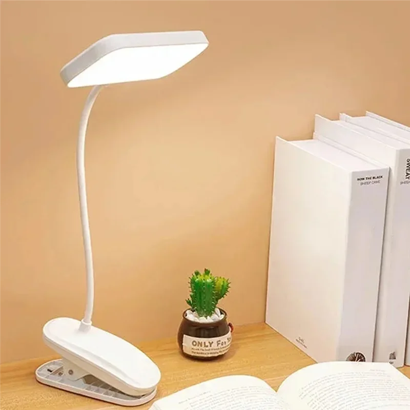 

ABJY-USB Rechargeable Reading Desk Lamp Eye-Protection Lamp Three-Speed Dimming Portable Folding Clip-On Bedside Lamp