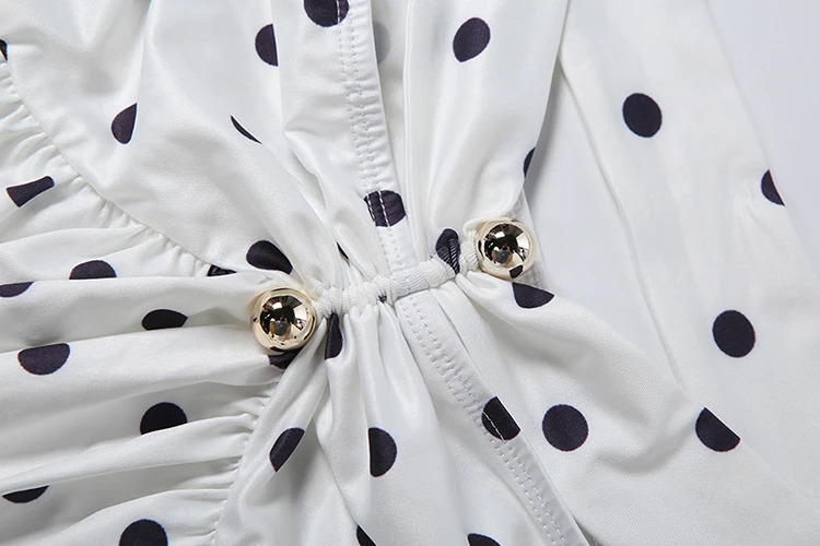 Nibber Chic Vacation 2-teiliges Set für Damen mit Polka-Dot-Print, sexy Neckholder-Bandagen-Crop-Tops mit Schrägausschnitt + hohler, geraffter Rock, Trendanzüge – Detail 19