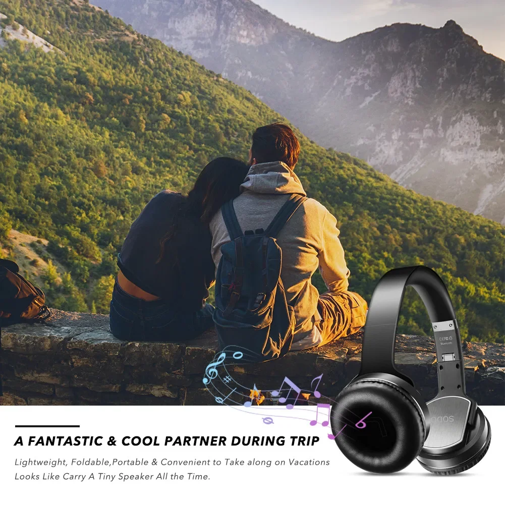 سماعات رأس ومكبرات صوت لاسلكية SODO MH2 2 في 1 قابلة للطي هاي فاي ستيريو بلوتوث 5.0 مع دعم ميكروفون لـ TF وFM