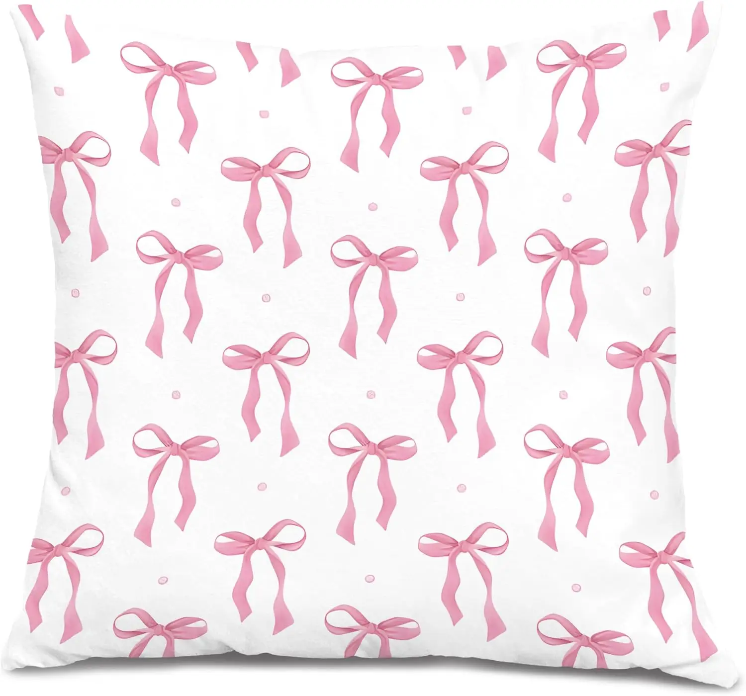 Coquette Pink Bow Throw Pillow Covers 18x18, Preppy Pink Aesthetic Bow Decorative Pillow Covers for Girls Bedroom Dorm Apartment