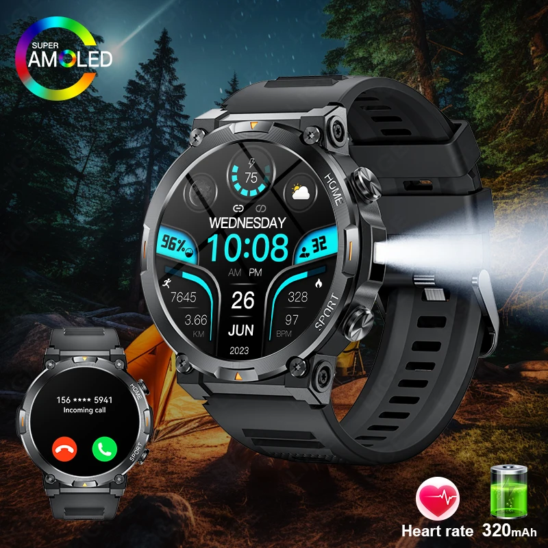 

Смарт-часы LIGE 2026: Новинка, военный стандарт, аккумулятор 320 мАч, водонепроницаемость IP68, Bluetooth-звонки, AMOLED HD, для мужчин, спортивные