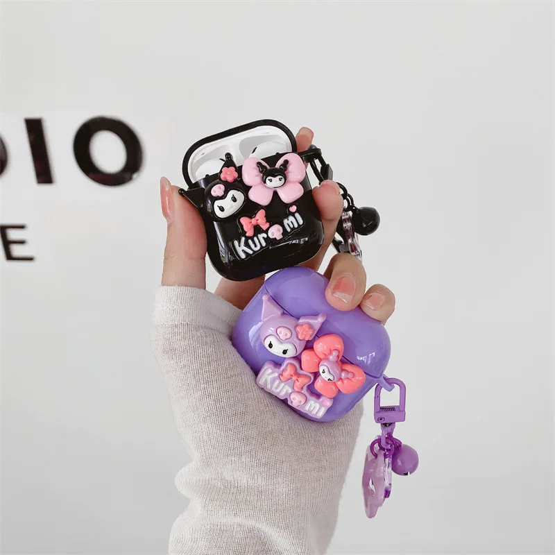 Miniso Sanrio  Kuromi Apple Bluetooth Earphone Case Suitable For Airpods 4 Generation Protective Cover 2/3 Generation Pro2