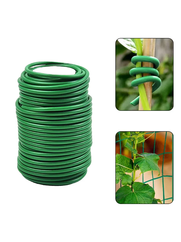 10m Gardening Cable Ties Plant Twine Green Flexible Bendy Garden Support Wire Cable Tie Reusable Rubber Coated Steel Wire
