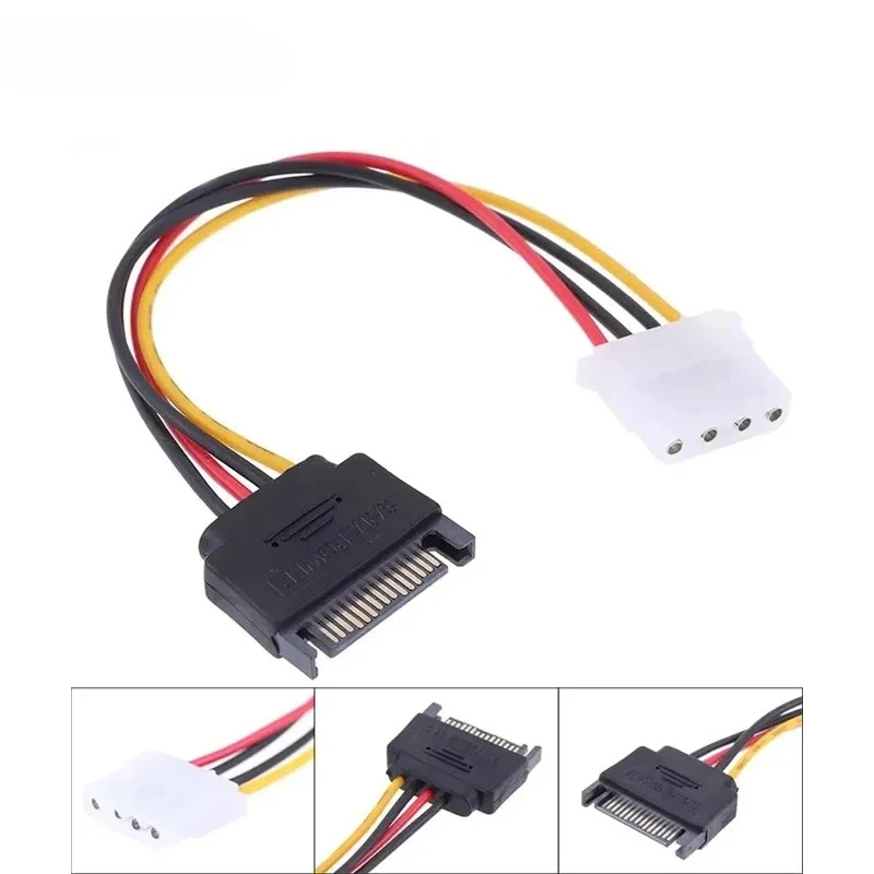 4 Pin Molex IDE To 15 Pin SATA Power Cable Male To Female SATA Extension Cord Hard Drive Disk Power Supply Cable Adapter For PC