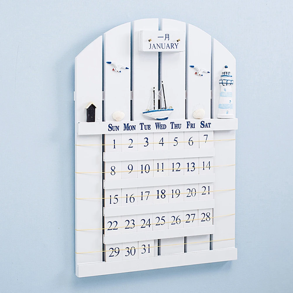 

Wooden Perpetual Calendar Wall Farmhouse Monthly Office Hanging