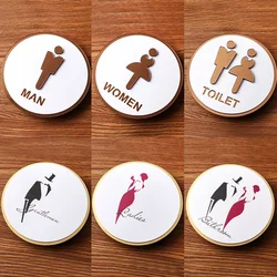 Bathroom Sign Acrylic WC Men's and Women's Restroom Door Plaque Warm Reminder Sign Toilet Signage Door Stickers Self-adhesive
