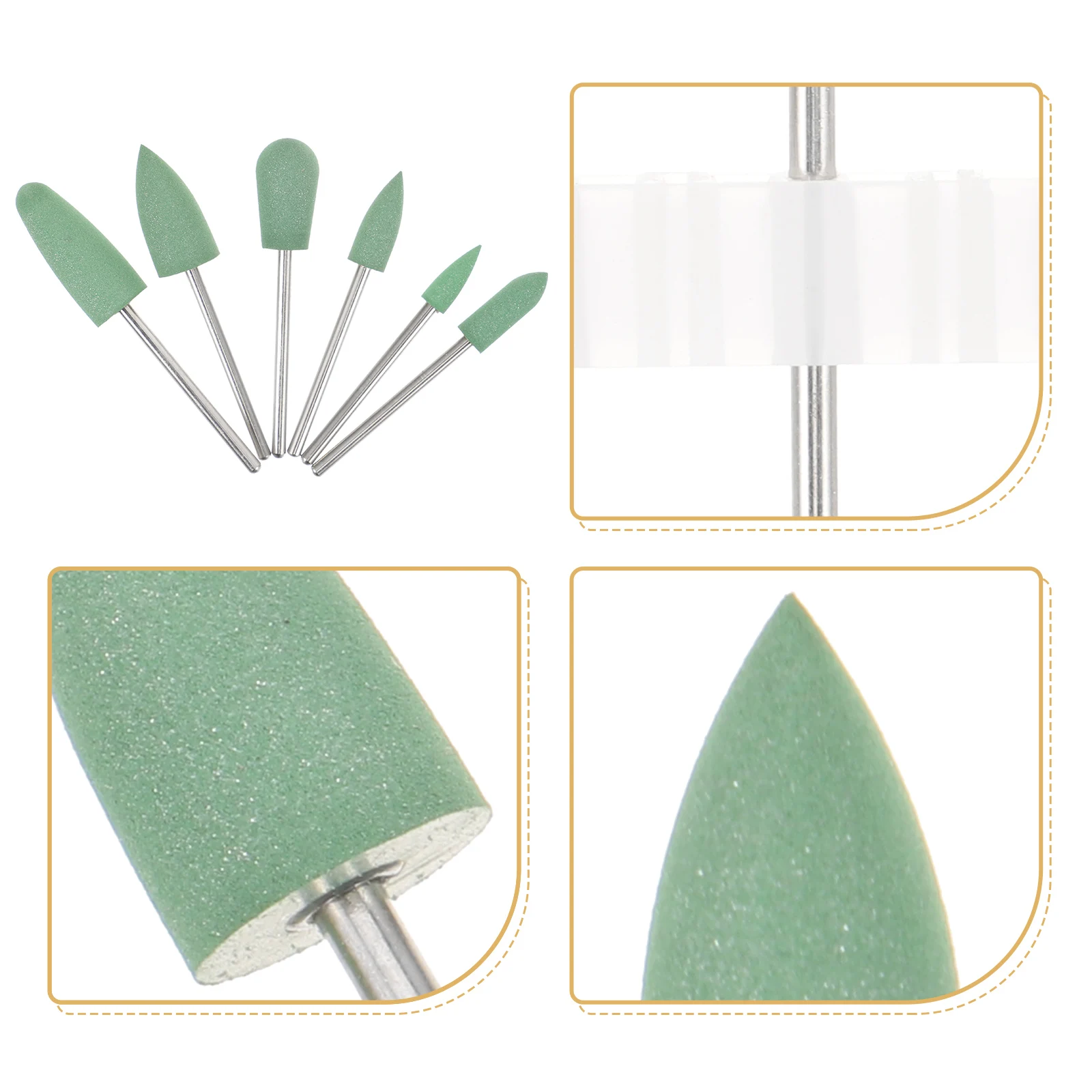 

6pcs Drill Bits Set Nail Grinding Heads Manicure Tools For Acrylic Nails Polishing Trimming Carving Durable Lightweight Cone