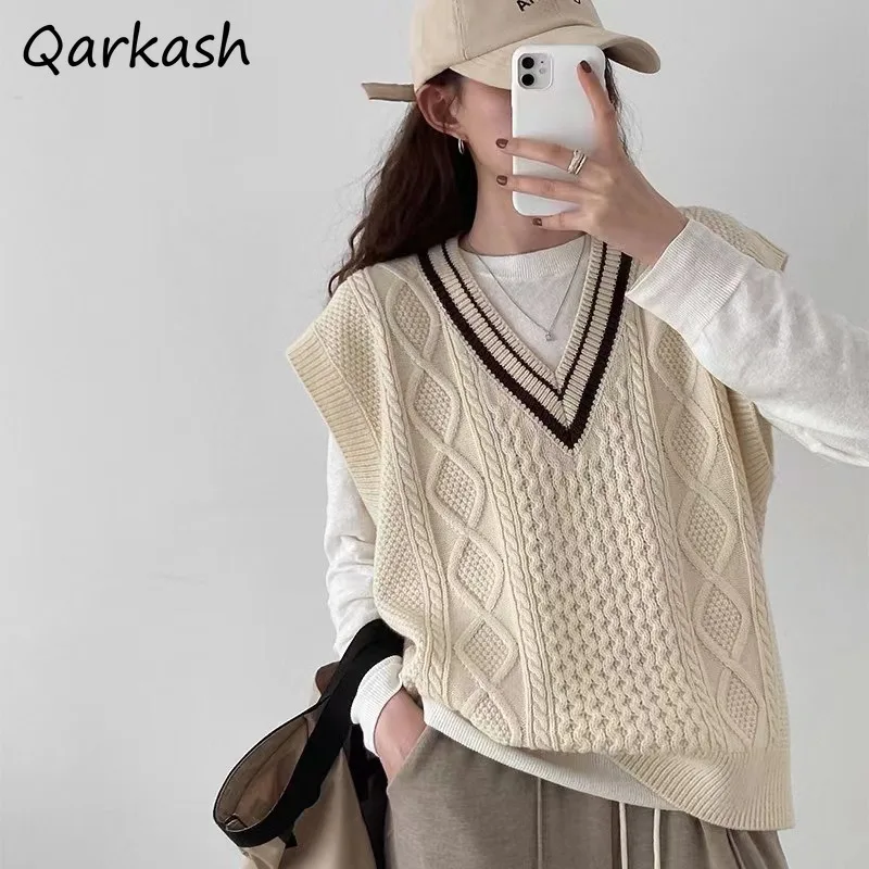 女性用Vネックセーターベスト,ルーズフィット,快適,レジャー,日本のラバスタイル,大学,レイリング,すべてにマッチ,長持ち,色,ストリートファッション,秋