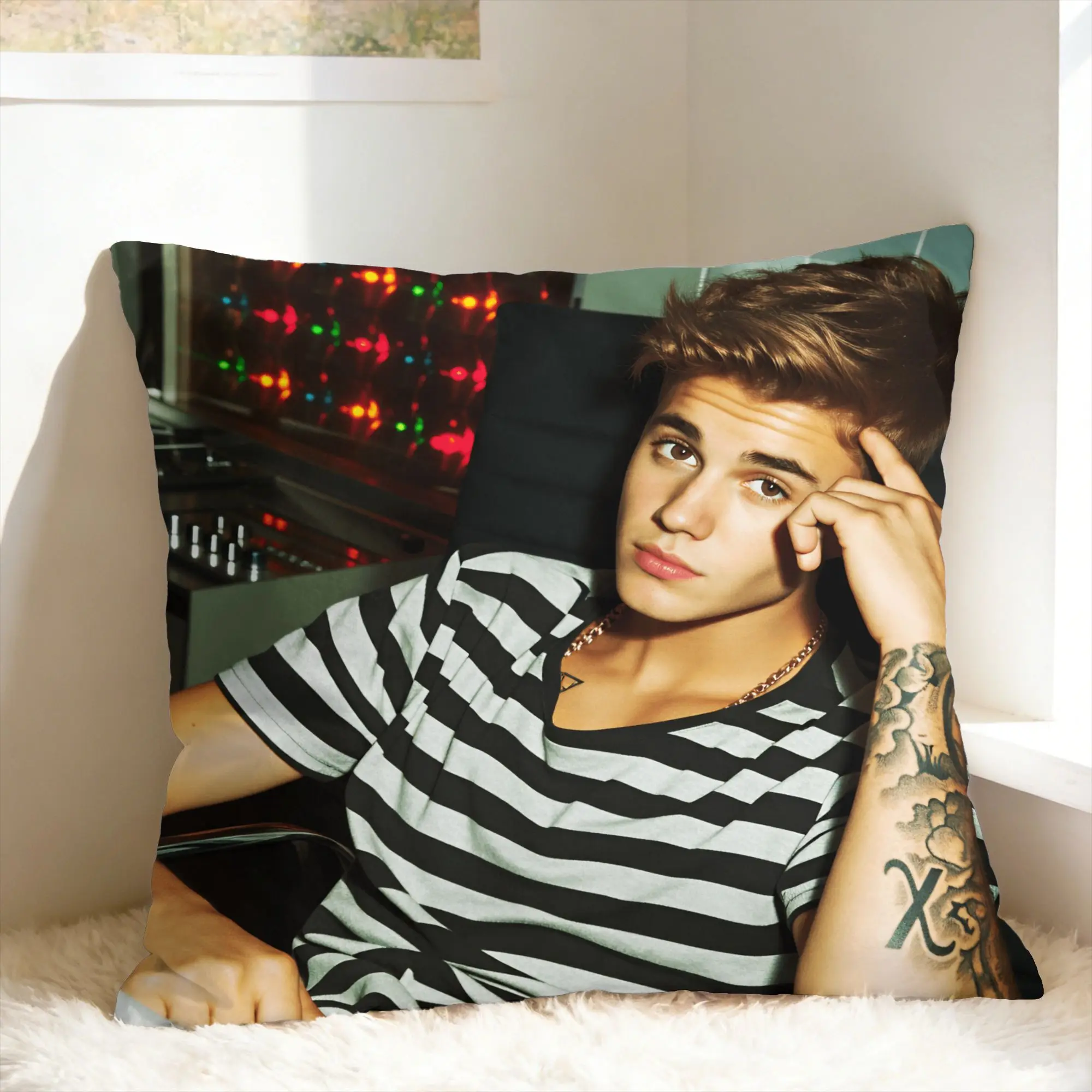 J-JustinS B-Bieber Pillow Case Print Pillow Cover For Sofa Car Home Decor Novelty Pillowcases