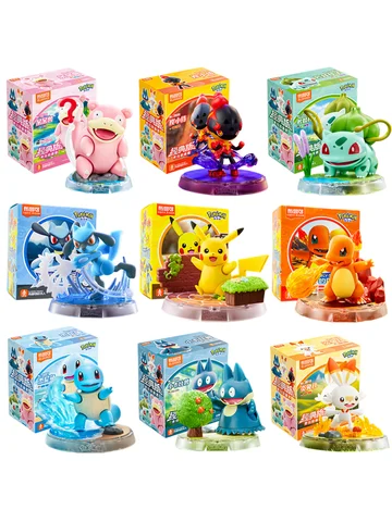 BLOKEES Pokemon Figure Pikachu Bulbasaur Squirtle Charizard Eevee Ceruledge Greninja Action Figure Toys Collect Christmas Gift