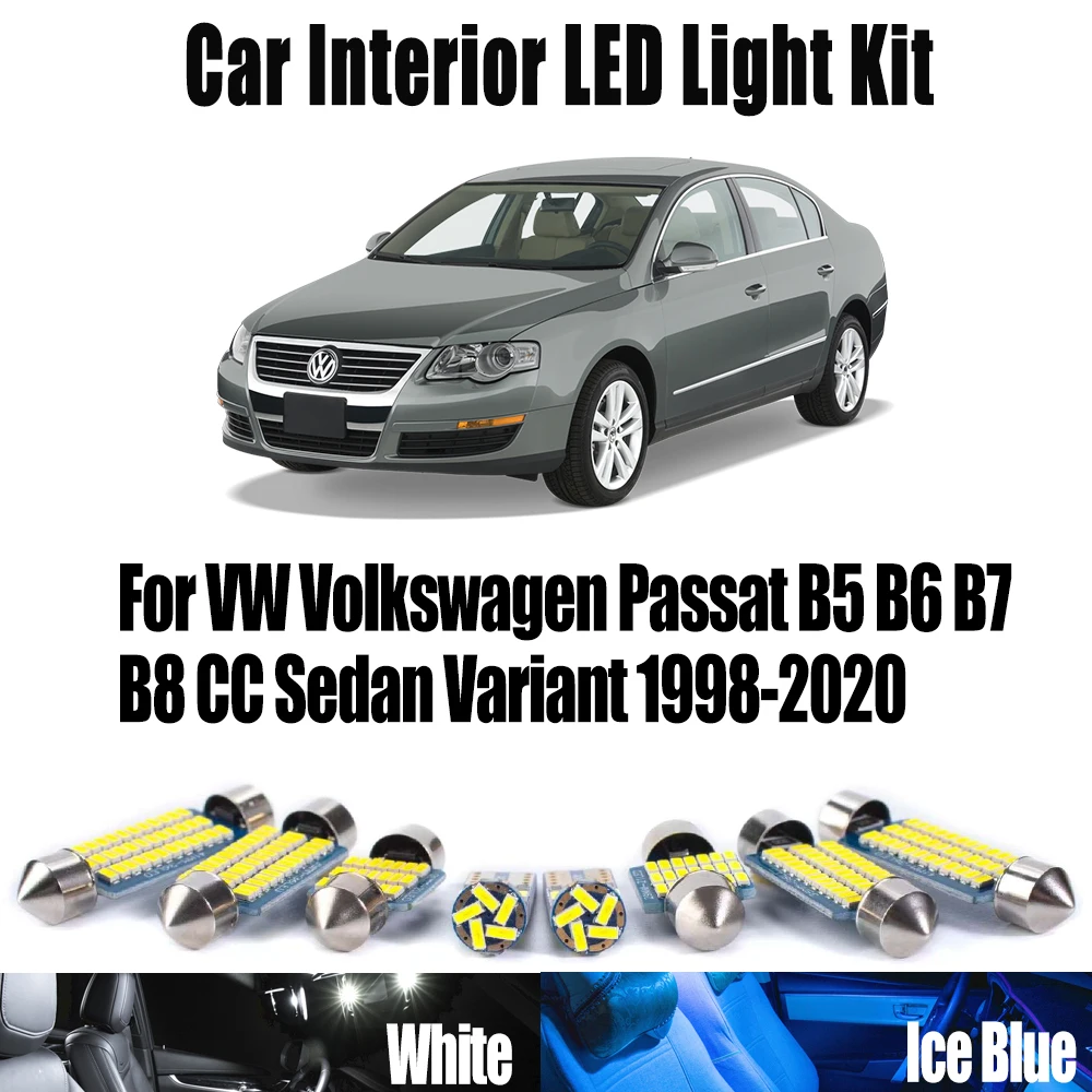 For VW Volkswagen Passat B5 B6 B7 B8 CC Sedan Variant 1998-2020 Car Bulb Accessories Canbus LED Interior Ceiling Trunk Light Kit