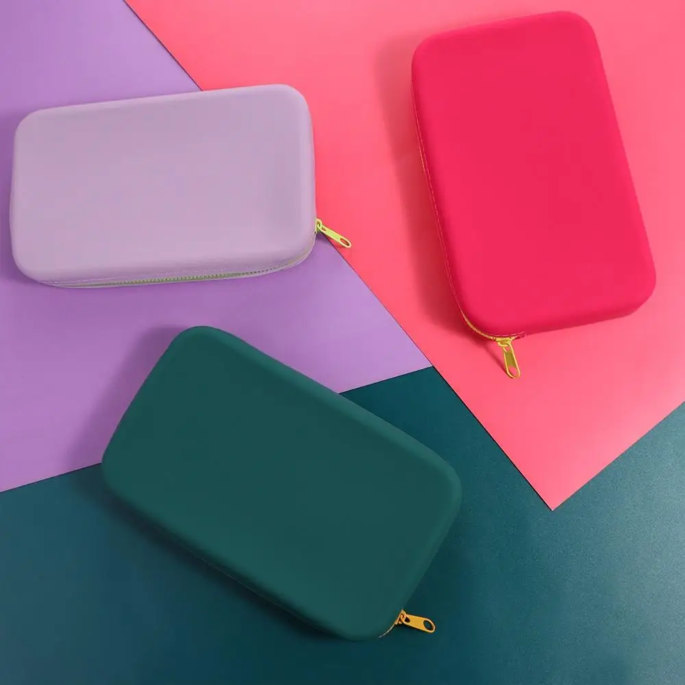Creative Large Capacity Silicone Storage Bag Solid Color Contrasting Colors Coin Purse Small Item Bag Women